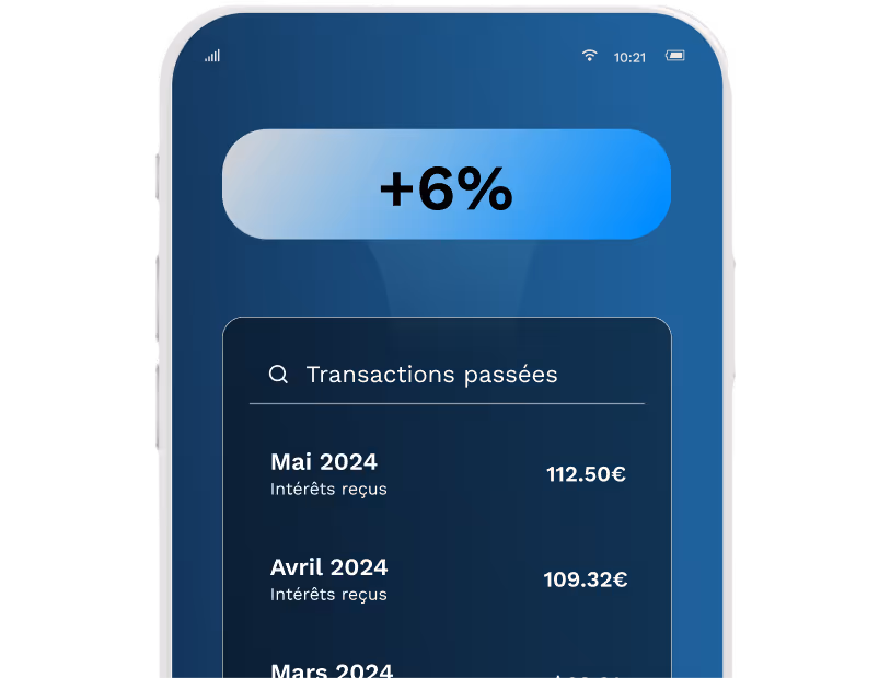 Application Livret P. : historique des intérêts reçus chaque mois